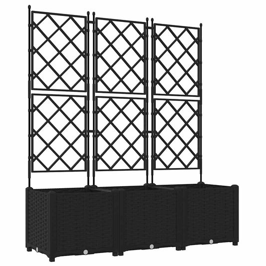Macetero De Jardín 3 Uds. Negro 120 X 40 X 143 Cm Pp_0