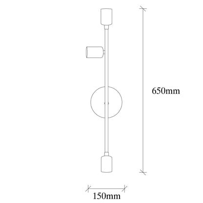 Aplique De Pared Extensión Izquierda, Metal , Blanco, 15x15x65, Casquillo 3 X E 27 Max 40 W