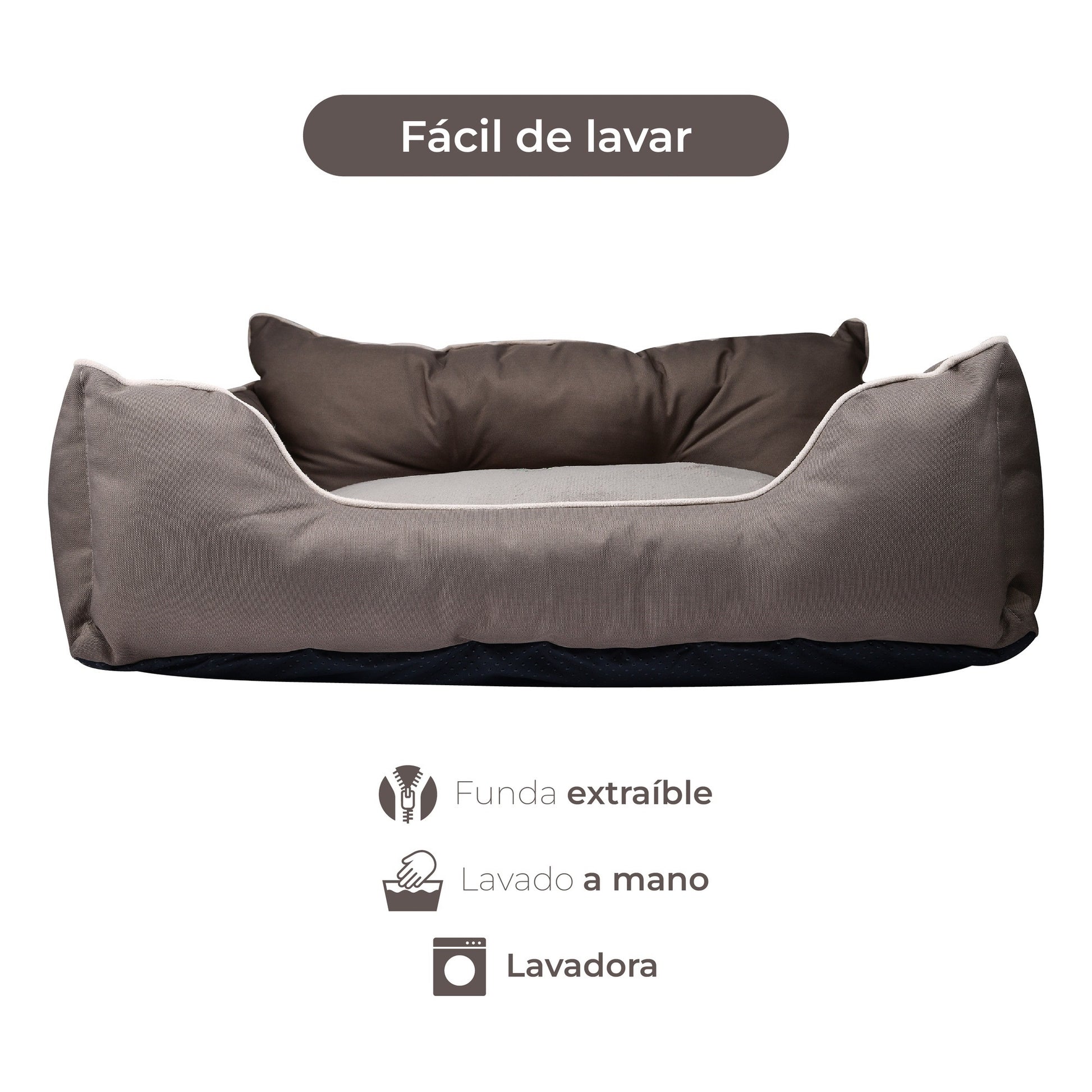 Cama Para Mascota 65x50x20cm Marrón + Abrigo Negro Para Mascotas 30cm_2