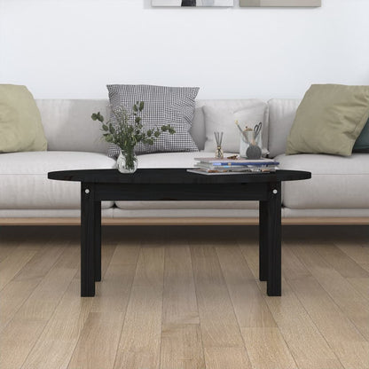 Mesa De Centro De Madera Maciza De Pino Negro 80x40x35 Cm_1