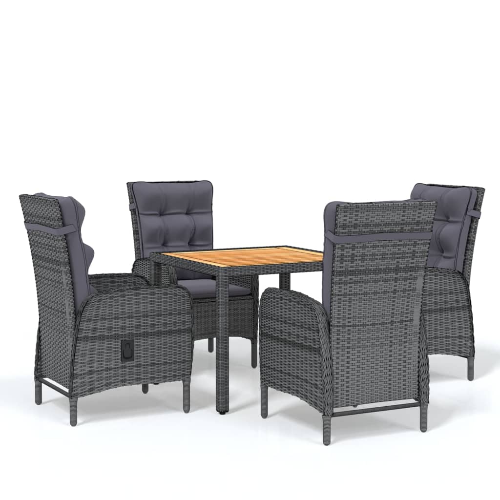 Vidaxl Juego De Comedor De Jardín 5 Piezas Ratán Sintético Gris_0