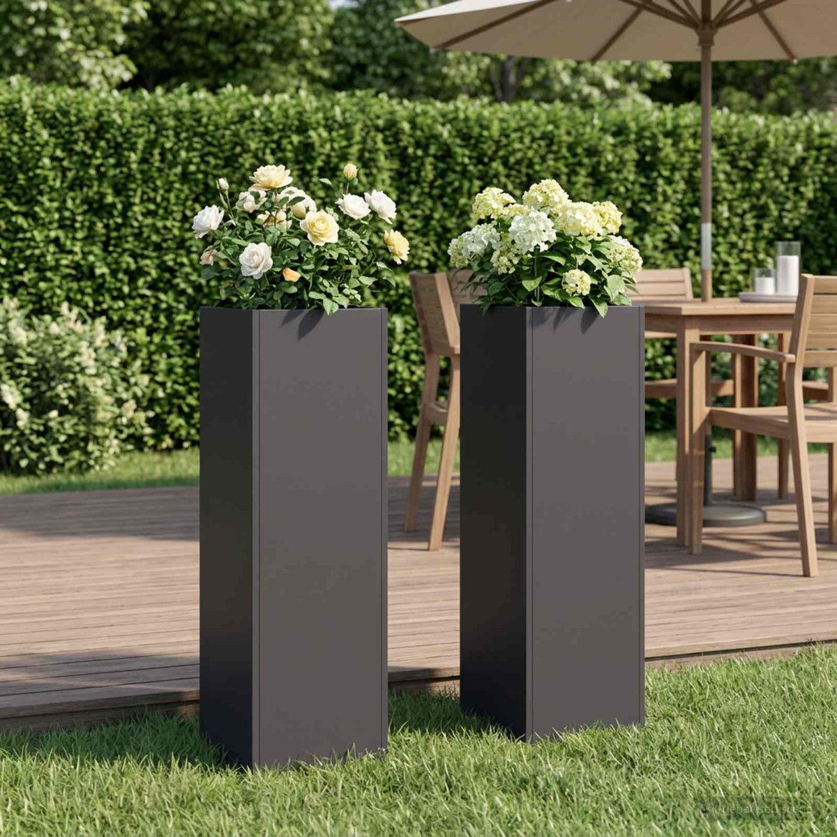 Macetero De Jardín 2 Uds. Negro 20 X 20 X 75 Cm_1