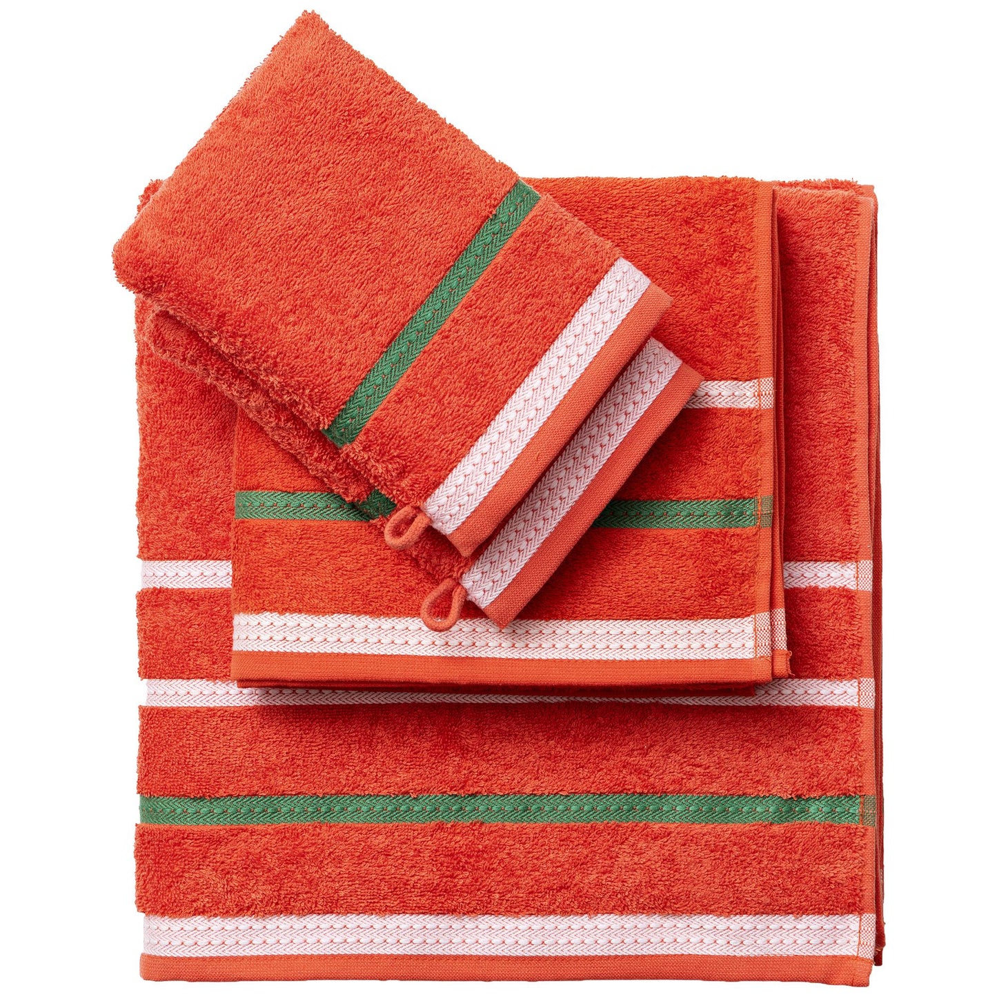 Set 4pc Toalla De Baño (1pc Toalla 50x90 + 1pc Toalla 70x140 Cm + 2pc Guantes De Ducha 15x21cm) 100% Algodón 450gsm Rojo Rainbow_0