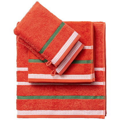 Set 4pc Toalla De Baño (1pc Toalla 50x90 + 1pc Toalla 70x140 Cm + 2pc Guantes De Ducha 15x21cm) 100% Algodón 450gsm Rojo Rainbow_0