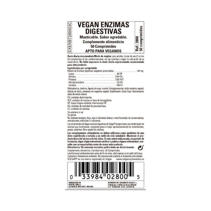 Enzimas Digestivas Vegan, 50 comprimidos mastigáveis