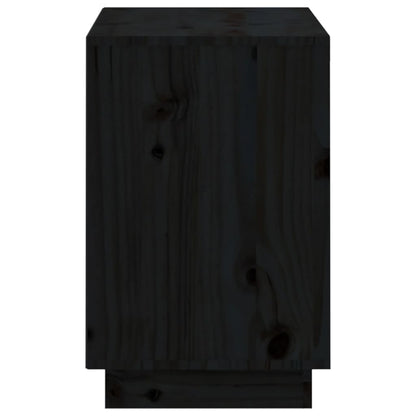 Mueble Zapatero De Madera Maciza De Pino Negro 110x34x52 Cm / Vetonek_4