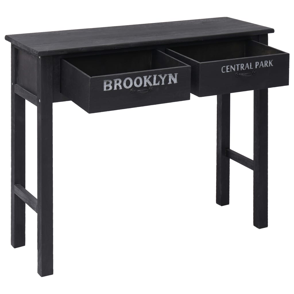 Mesa Consola De Madera Negro 90x30x77 Cm_0