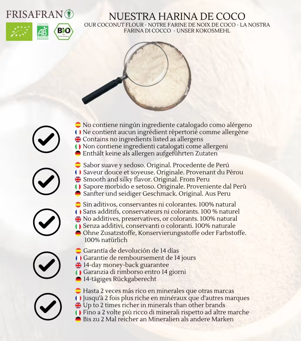 Harina De Coco En Polvo Ecológica | Calidad | Frisafran 500 G_4