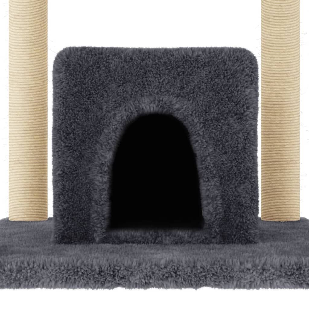 Vidaxl Rascador Para Gatos Con Postes De Sisal Gris Oscuro 154 Cm_4