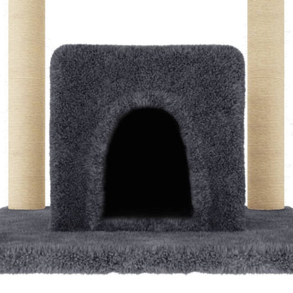 Vidaxl Rascador Para Gatos Con Postes De Sisal Gris Oscuro 154 Cm_4