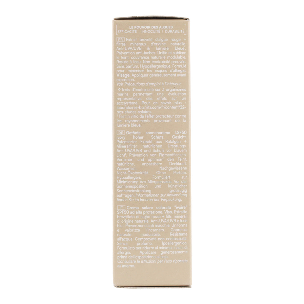 Creme facial Ivory FPS 50 Biarritz