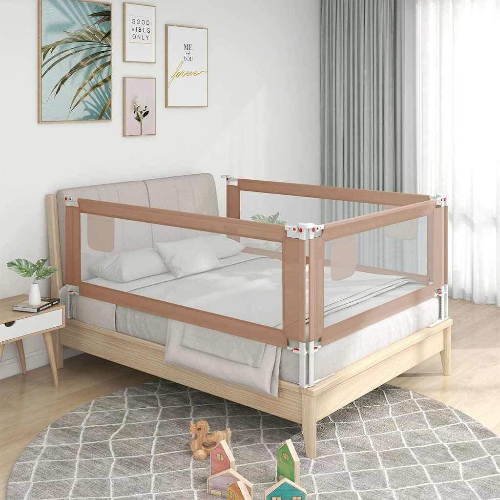 Vidaxl Barandilla De Seguridad Cama De Niño Tela Gris Taupe 90x25 Cm_1