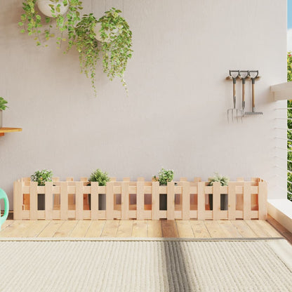 Arriate Elevado Jardín Con Valla Madera Maciza Pino 200x30x30cm_1