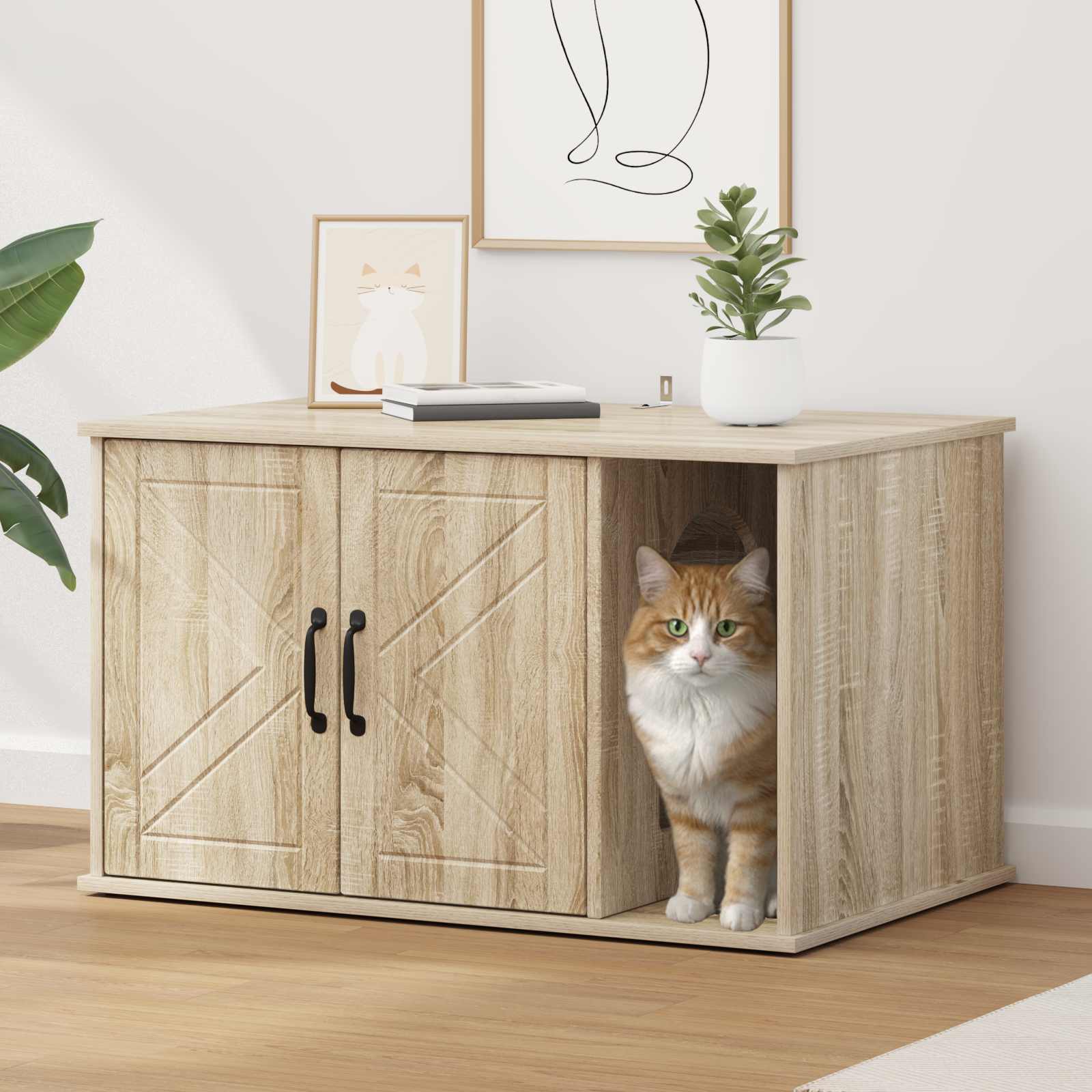 Casa Para Gatos Sonoma 85 X 55 X 50 Cm Madera De Ingeniería_1