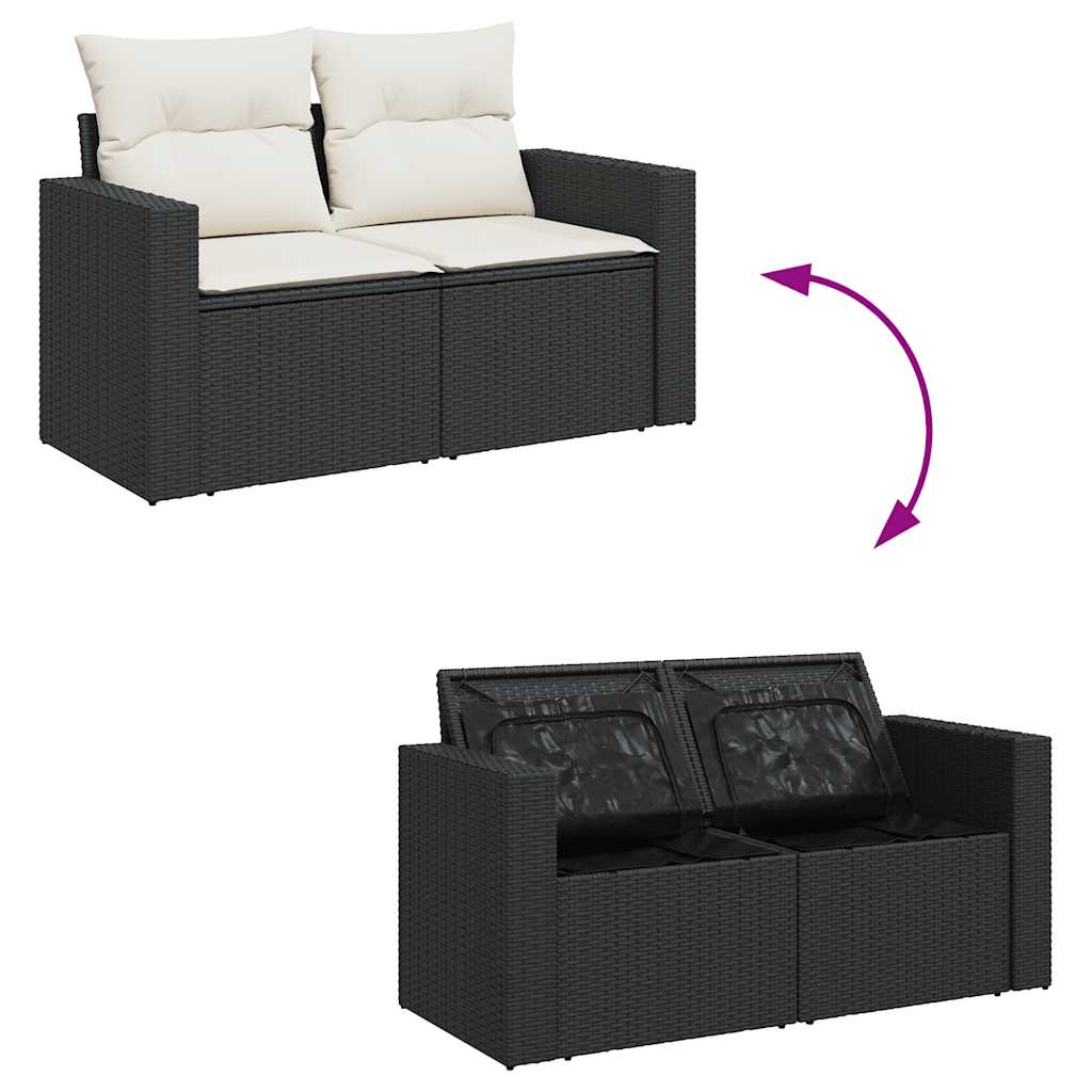 Set De Sofás De Jardín Y Cojines 10 Pzas Ratán Sintético Negro / Vetonek_2