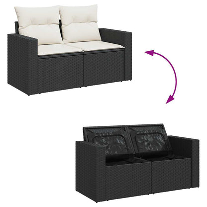 Set De Sofás De Jardín 7 Pzas Con Cojines Ratán Sintético Negro / Vetonek_1
