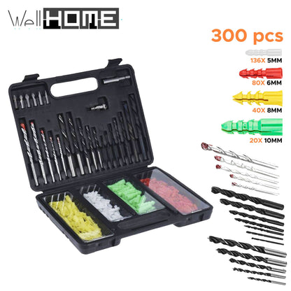 Well Home Set De 300pc De Brocas De Taladro Y Tacos_1