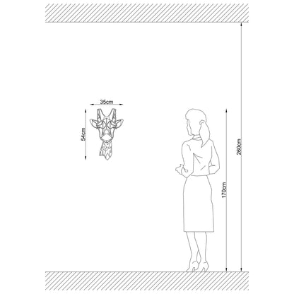 Aplique De Pared Jirafa, Mdf , Negro, 35x12x54, Casquillo E 27 Max 100 W