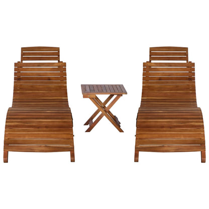Set De Tumbonas Con Mesita 3 Piezas Madera Maciza De Acacia_1