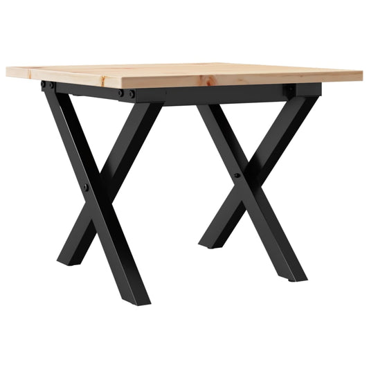 Mesa De Centro Marco X Madera Maciza Pino Y Acero 50x50x35 Cm_0