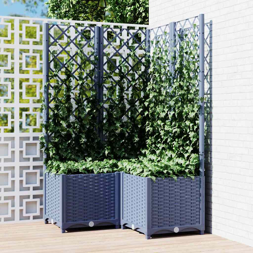 Jardinera Con Enrejado Pp Azul Gris 80x80x136 Cm_1