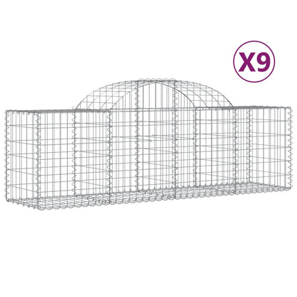 Cestas De Gaviones 9 Uds Forma De Arco Hierro 200x50x60/80 Cm_0