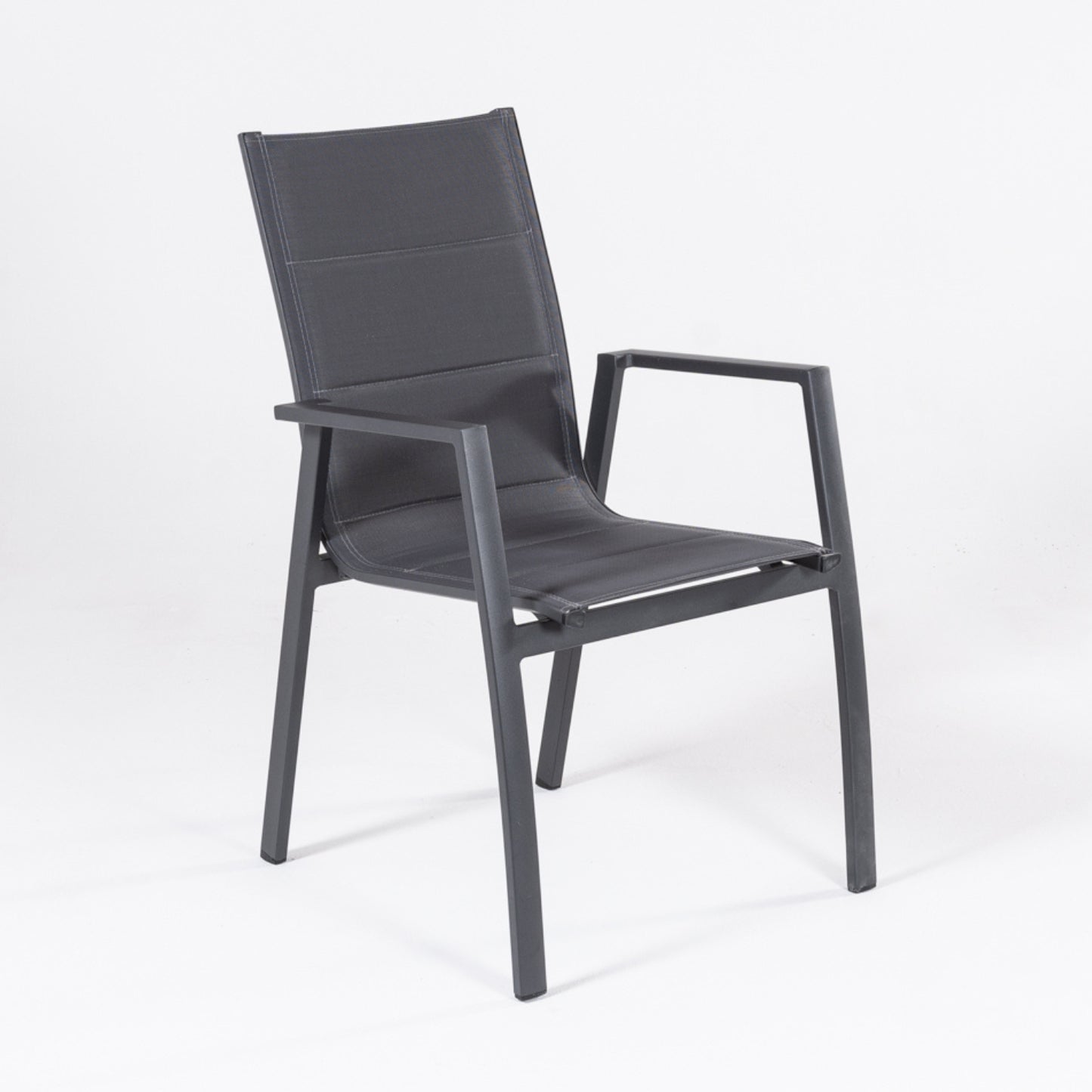 Sillón De Exterior, Acolchado Y Apilable, Aluminio Y Textilene, Color Antracita, 57x69x94 Cm_2