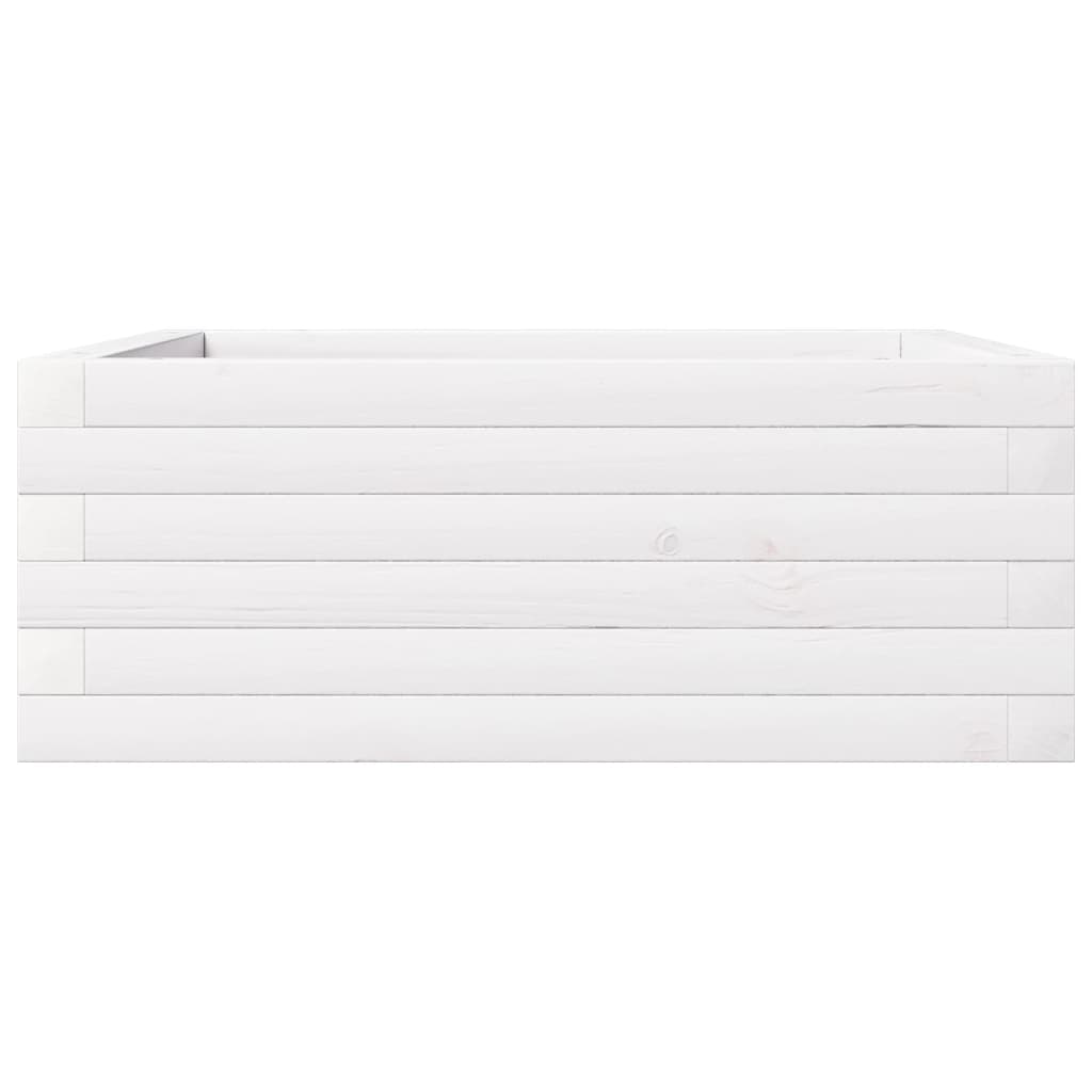 Jardinera De Madera Maciza De Pino Blanca 60x60x23 Cm_5