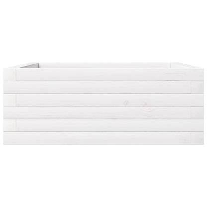 Jardinera De Madera Maciza De Pino Blanca 60x60x23 Cm_5