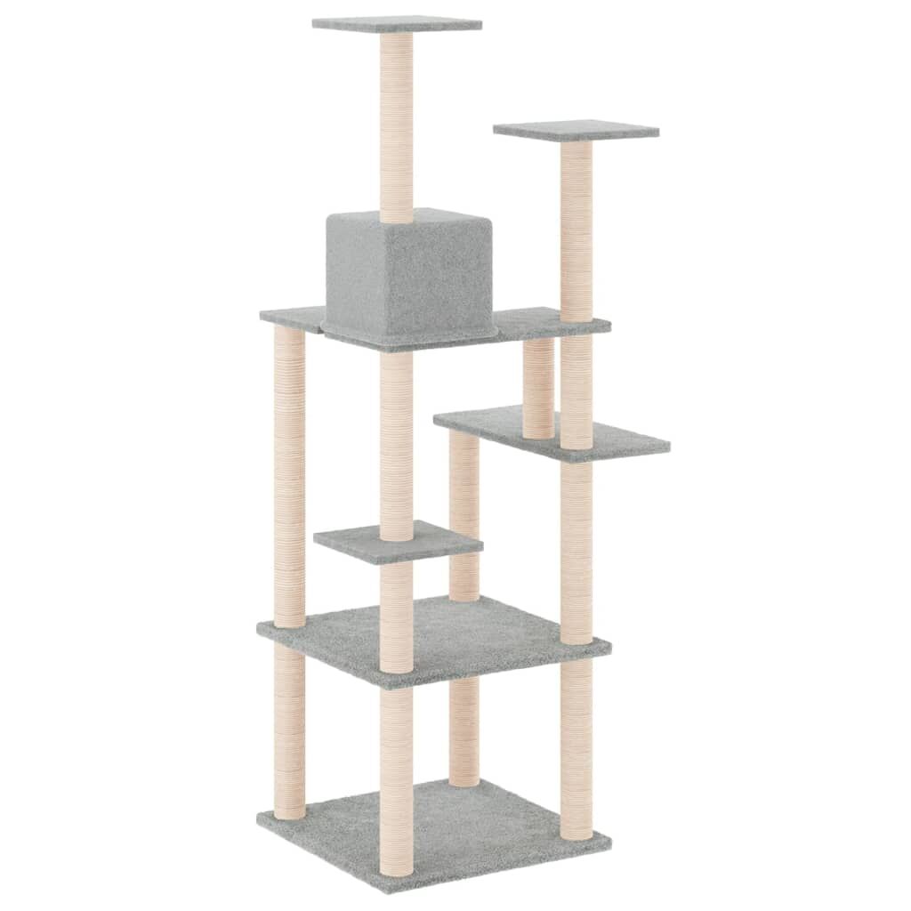 Vidaxl Rascador Para Gatos Con Postes De Sisal Gris Claro 153 Cm_4