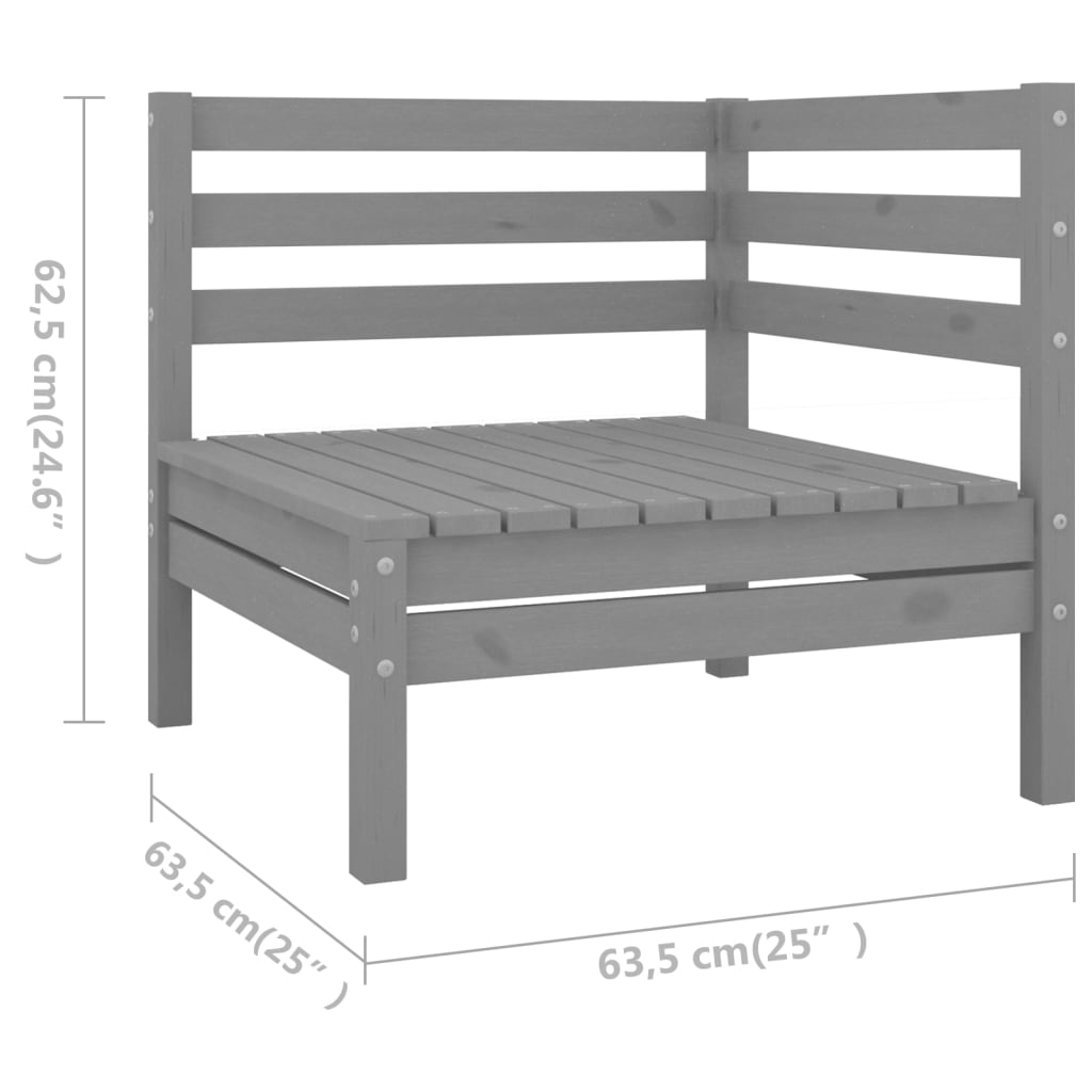 Juego De Muebles De Jardín 4 Piezas Madera Maciza De Pino Gris / Vetonek_1