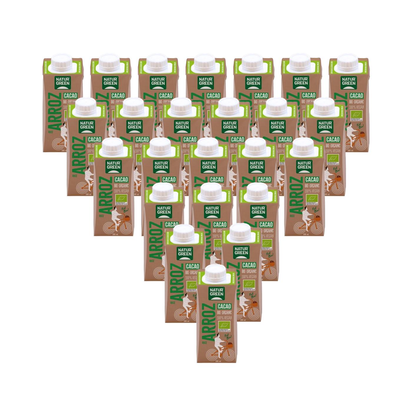Embalagem de 24 Bebidas de Cacau e Arroz Biológicas NaturGreen 200 ml