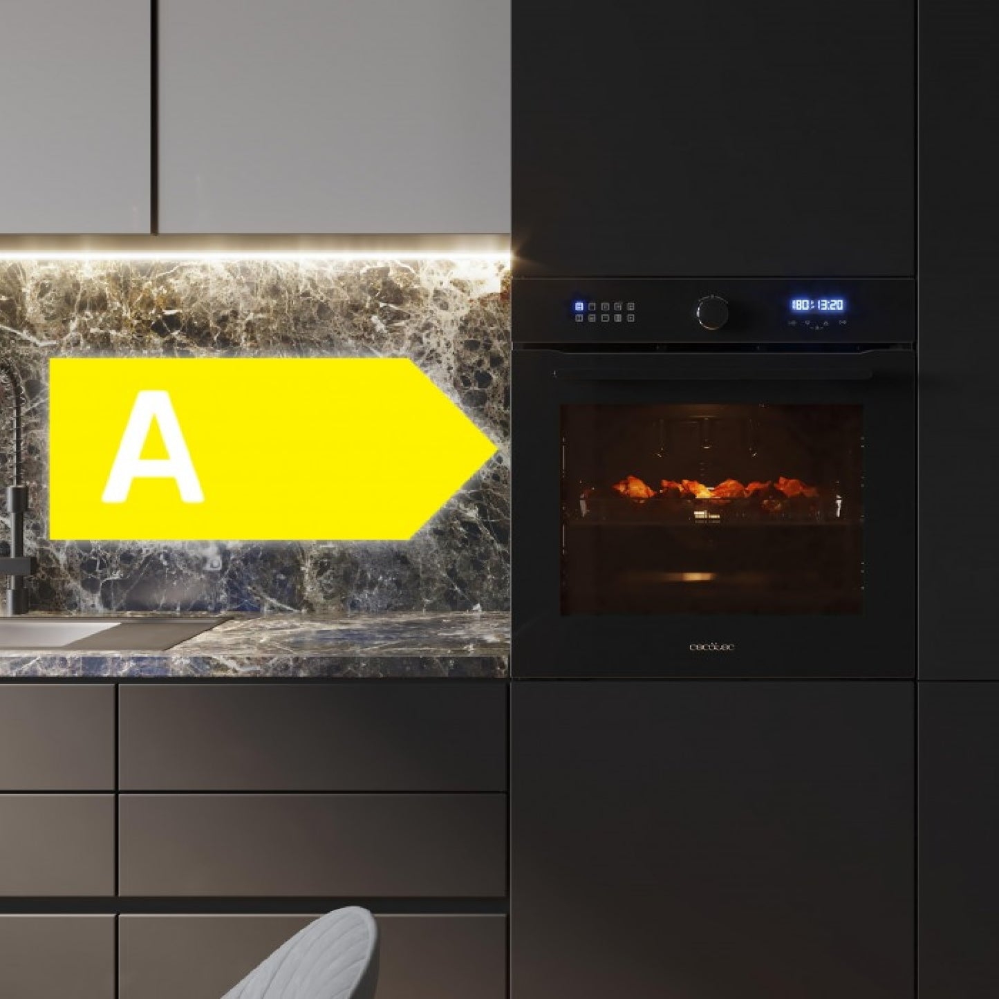 Horno Integrable Multifunción 60cm Bolero Hexa Af316000 Glass Black A. 3400w, 81l Capacidad, 11 Funciones Con Airfryer Master, Pizza Master, Steam A_4