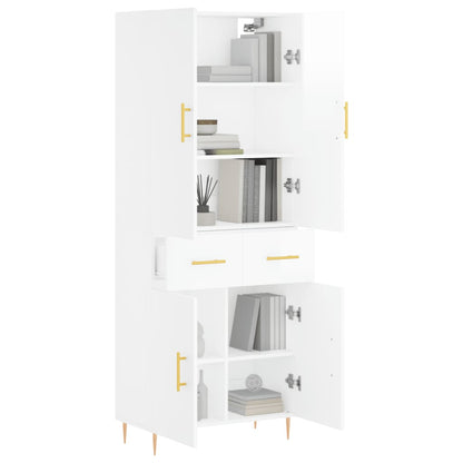 Aparador Alto Madera Contrachapada Blanco Brillo 69,5x34x180 Cm_2