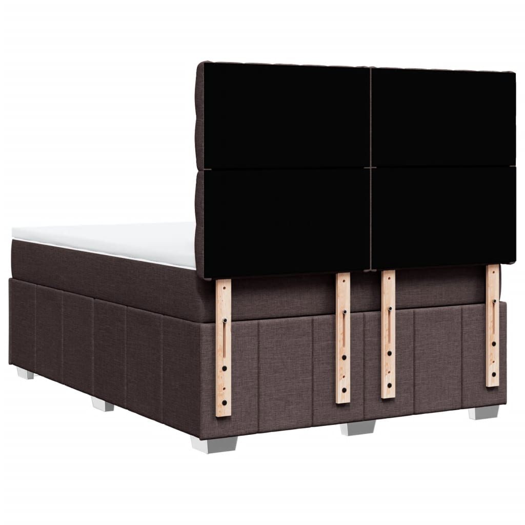 Cama Box Spring Con Colchón Tela Marrón Oscuro 140x200 Cm / Vetonek_0