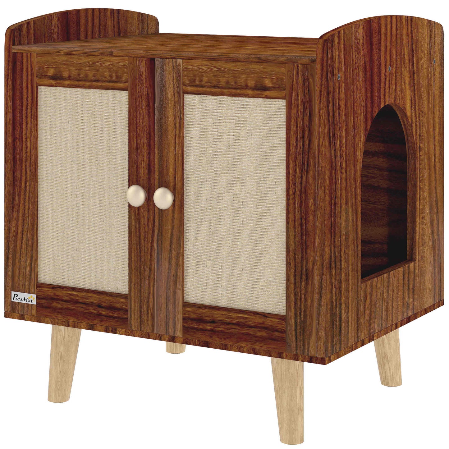 Pawhut Mueble Arenero Para Gatos Con Puertas Con Esteras De Sisal Marrón_0