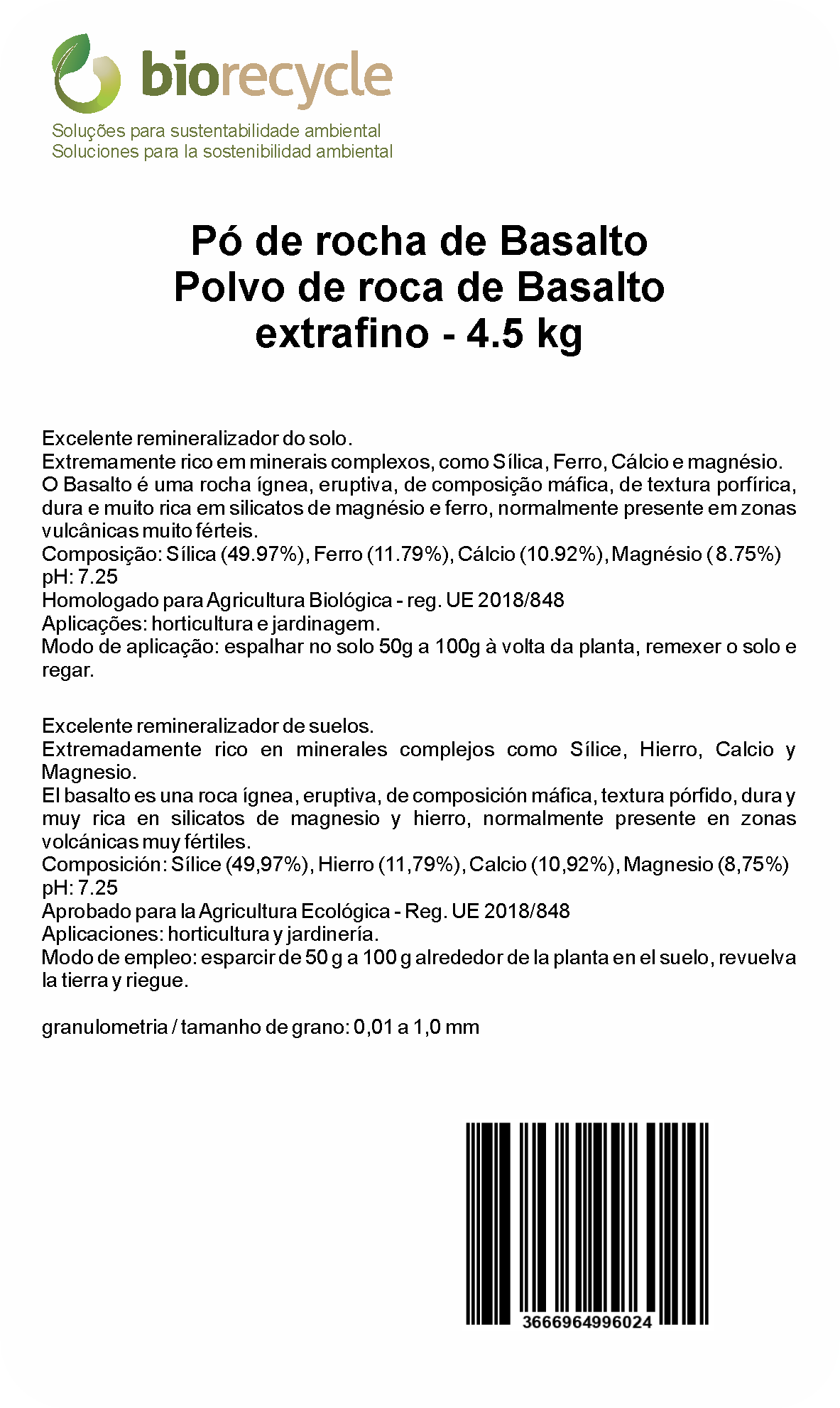 Polvo de roca de Basalto extrafino - 4.5 kg_1