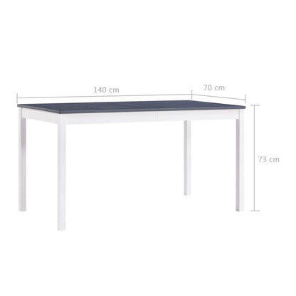 Mesa De Comedor De Madera De Pino Blanco Y Gris 140x70x73 Cm_4