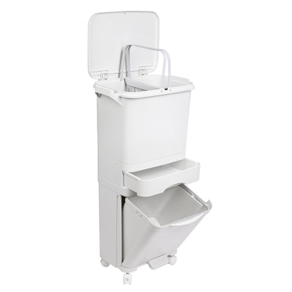 Papelera De Reciclaje Selectiva Con Pedal, Ruedas Y Asa 42l (24l + 4l + 14l) - Well Home_0