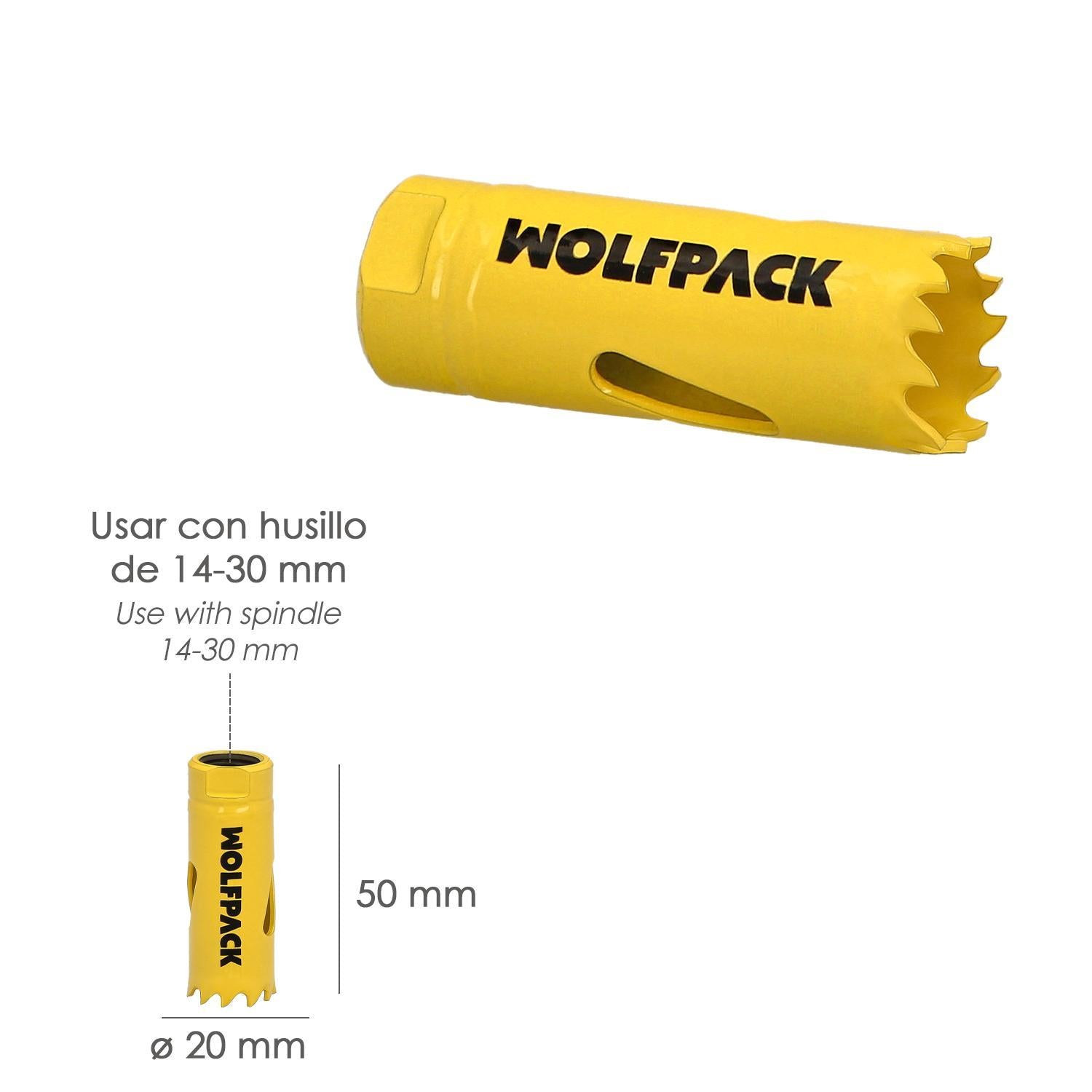 Corona Sierra Bimetal Ø 20 Mm. Templado Termico, Base Reforzada. Corona Madera, Broca Agujeros Madera, Acero, Hierro, Plasticos