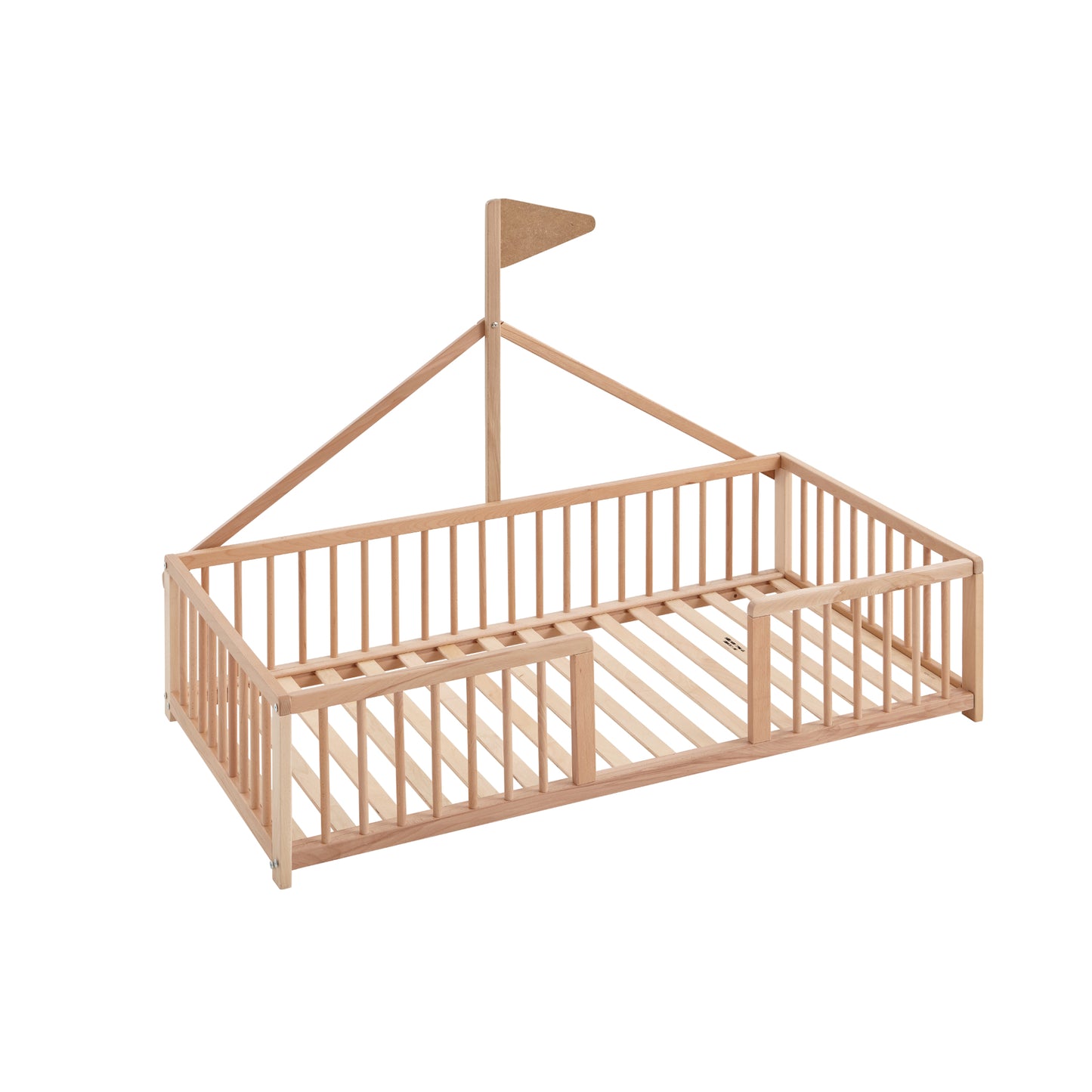 Cama Montessori Apache 140×70 Cm De Madera De Haya Con Colchón Sanitario Ternum, Color Natural_1