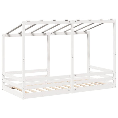Cama Infantil Con Techo Madera Maciza Pino Blanca 90x200 Cm_5