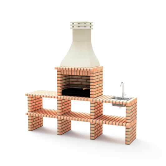 Churrasqueira Khiva Plus com bancada dupla e lava-loiça, Movelar