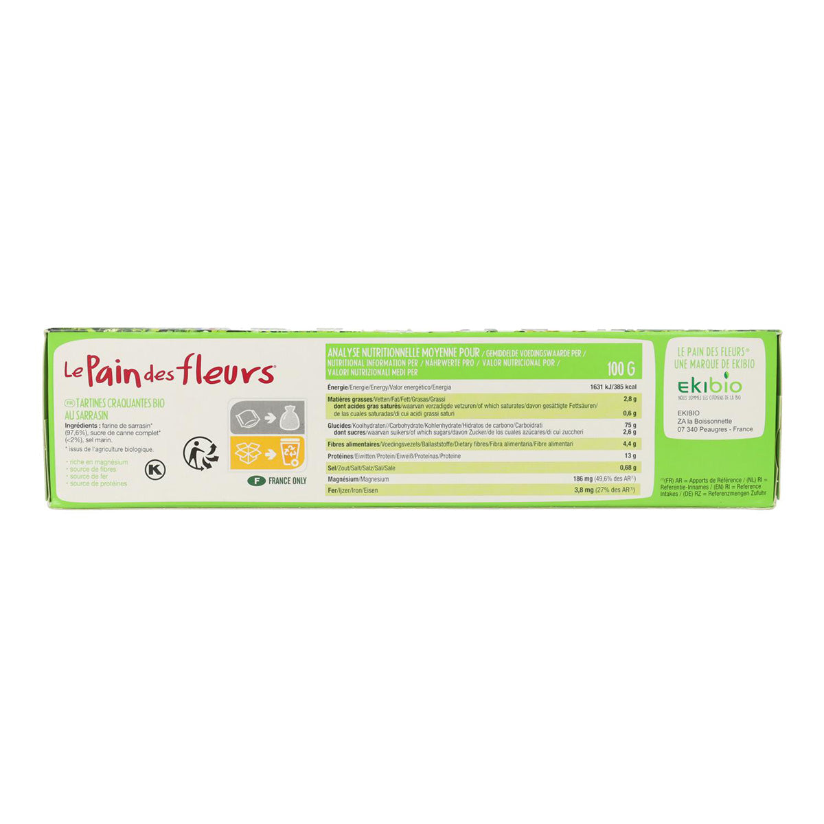 Embalagem 2x Tostas Crocantes de Trigo Sarraceno sem glúten Le Pain de Fleurs 300 g