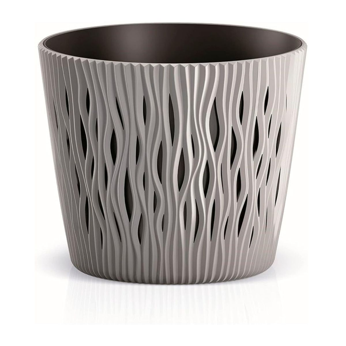 Vaso Duna com encaixe taupe D 19 x 17