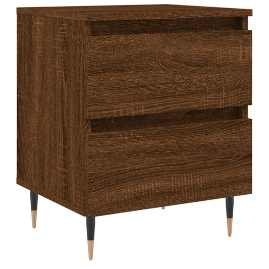 Mesita De Noche Madera De Ingeniería Marrón Roble 40x35x50 Cm_0