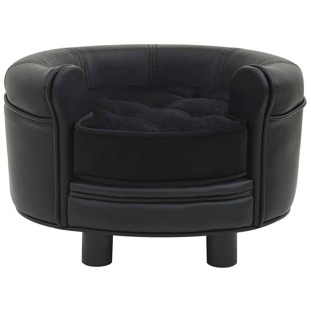 Vidaxl Sofá Para Perros Felpa Y Cuero Sintético Negro 48x48x32 Cm_1