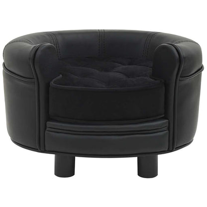 Vidaxl Sofá Para Perros Felpa Y Cuero Sintético Negro 48x48x32 Cm_1