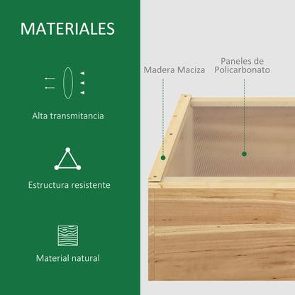 Outsunny Invernadero Madera Con Doble Tapa De Policarbonato Abatible 100x50x36cm_5