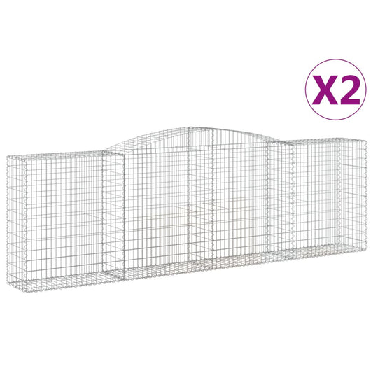 Cestas De Gaviones 2 Uds Forma De Arco Hierro 400x50x120/140 Cm_0